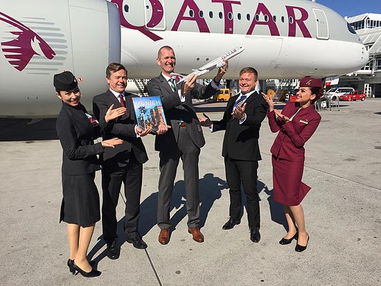 Von links nach rechts: Jonathan Harding, Qatar Airways Senior Vice President North, South and Western Europe; Andreas von Puttkamer, Flughafen München GmbH. Leiter Geschäftsbereich Aviation; Frédéric Gossot, Qatar Airways Country Manager Deutschland und Österreich (©Foto: Martin Schmitz)